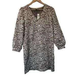 ANTHROPOLOGIE DOLAN NWT‎ Women's Medium Petite Leopard Print Sweater Dress Cozy